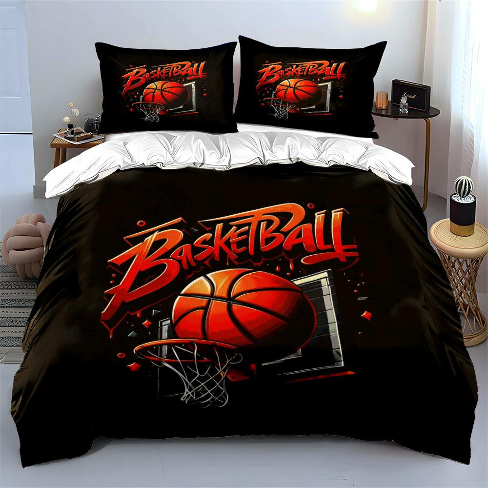 Basketball Design Three-Piece Set Kid'S And Adults' Bedroom Decor, Exquisite Three-Piece Bedding Set Gift