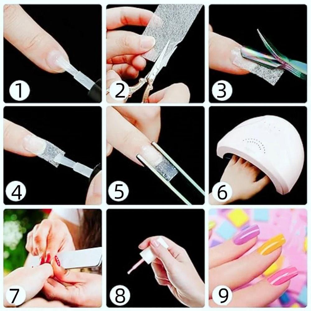 50Pcs UV Gel French Form Wrap Non-woven Glass Fiber Paper Durable Silk Fiberglass Nail Extension
