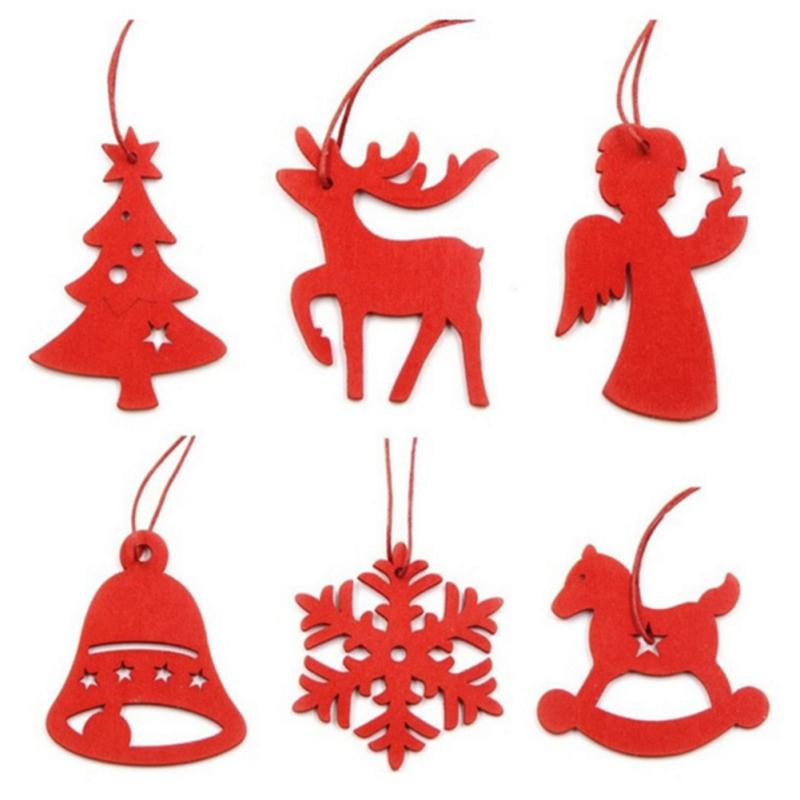 6pcs Christmas Wooden  Pendants Ornaments For Xmas Tree Ornaments Christmas Party Decorations Kids