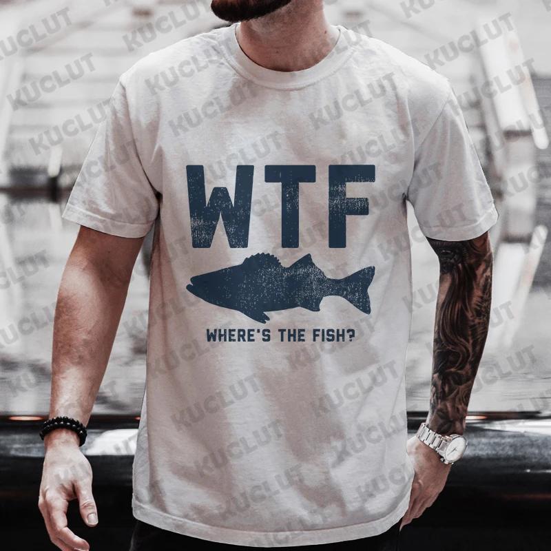 Summer Men T Shirt Street Style Retro Hiphop Fish Cartoon Short Sleeved T-shirt Men Women Top Fisherman Vintage Oversize T Shirt