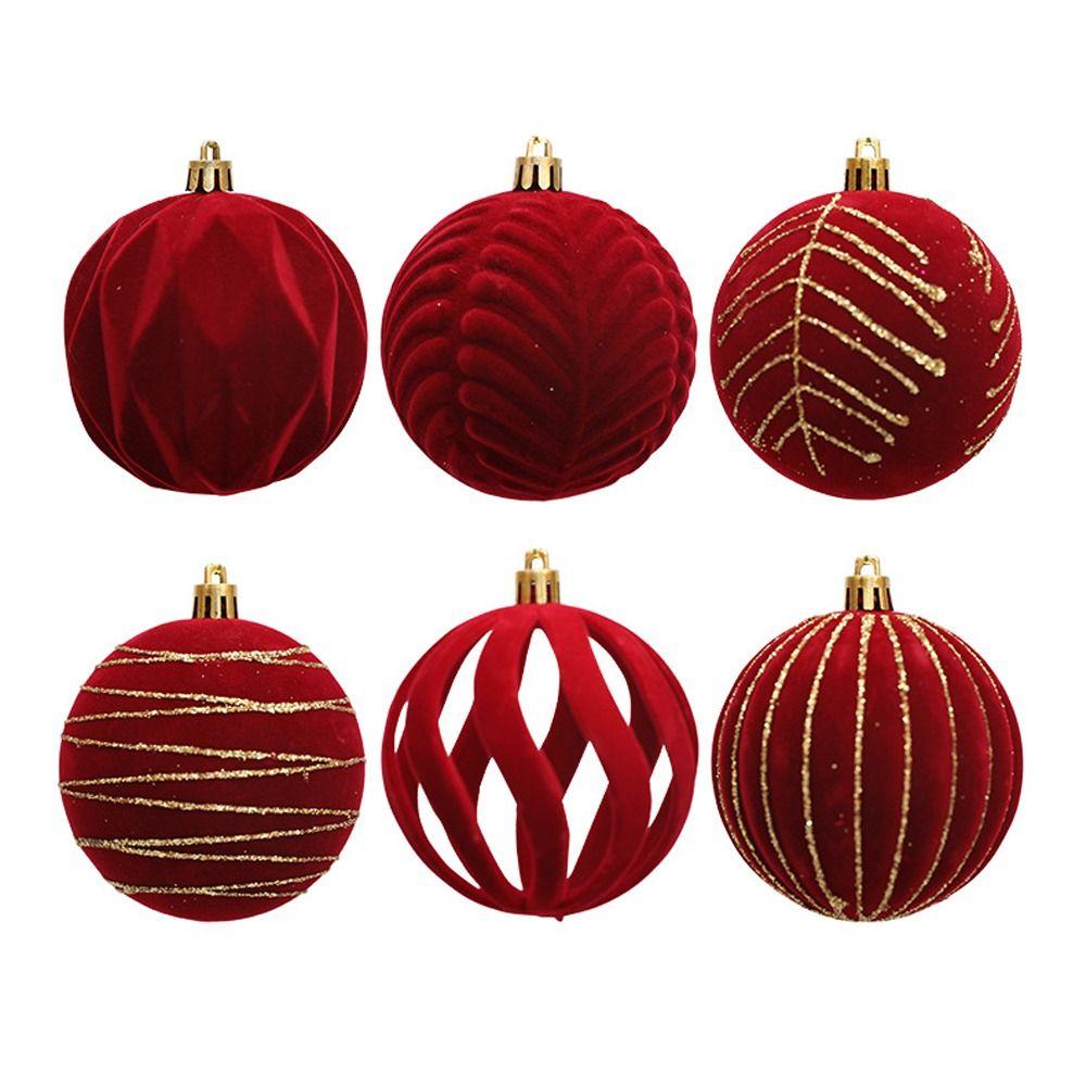 6pcs White Red Green Christmas Pendant Ball Christmas Tree Hanging Decoration Hotel Office Decor