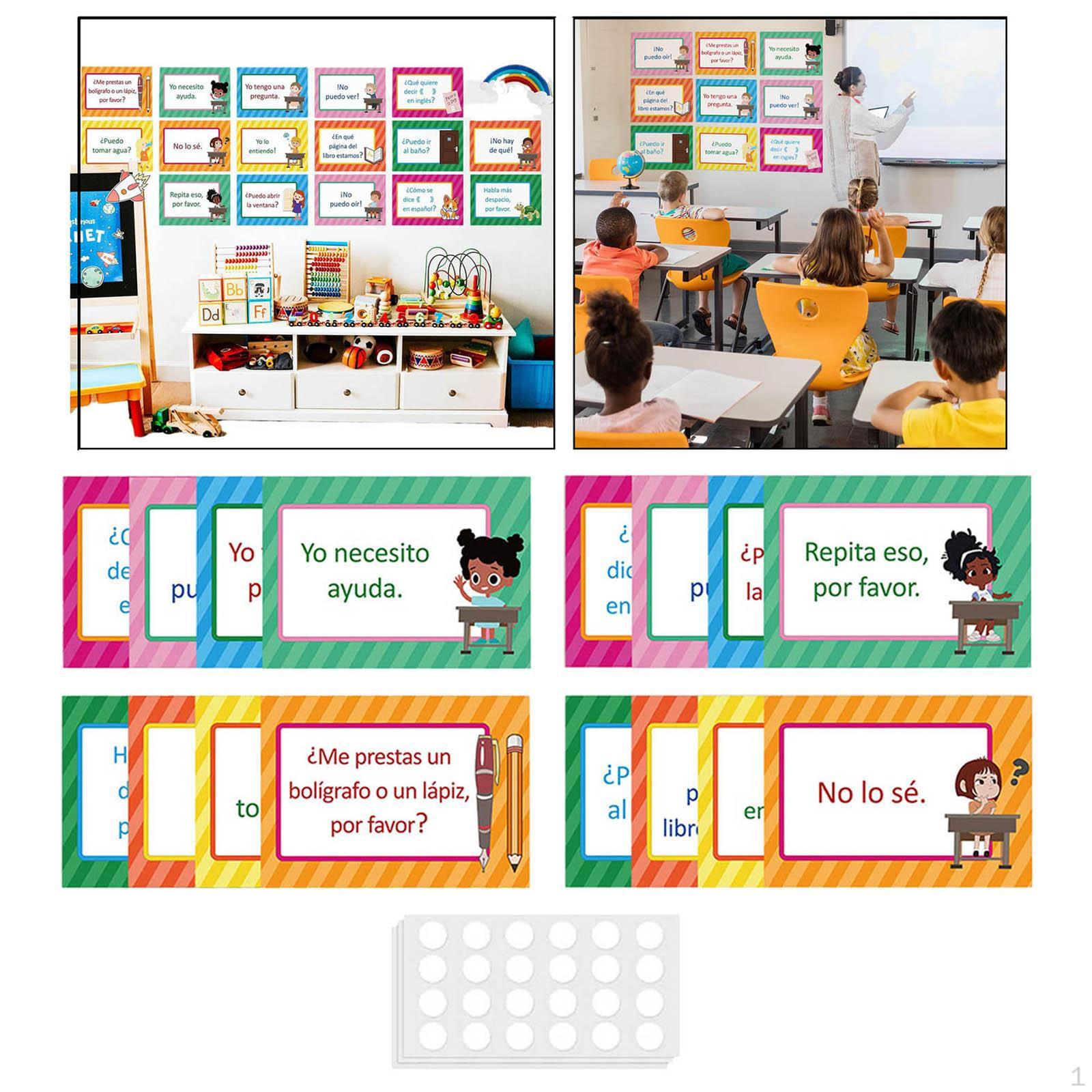 

16Pcs Spanish Poster Teaching Materials Educational Early Learning Classroom Decorations Wall Chart