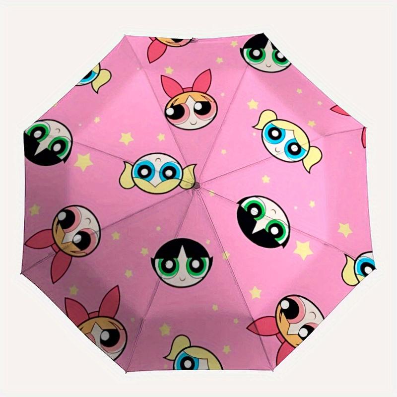 

1pc Powerpuff Girls Characters Automatic Folding Umbrella with 8-Rib Compact & Lightweight Design, Self-Opening/ Closing, 094