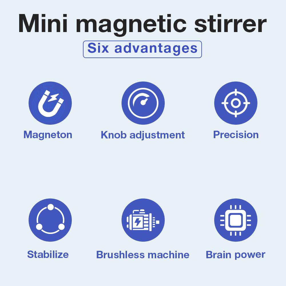 MINI Magnetic Lab Stirrer with Stir Bar 3L Magnetic Mixer Speed Adjustable 300-3000RPM for Laboratory Classroom