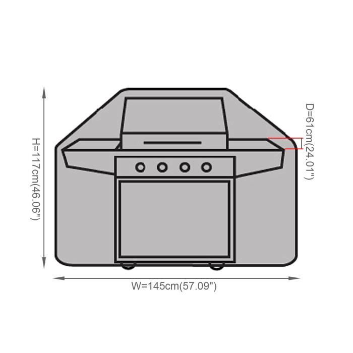 Barbecue Cover - POPSPO - 145 X 61 X 117cm - 210D Oxford Fabric - Black