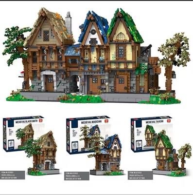 Non-Toxic Medieval Blacksmith Shop Magic House Tavern Building Blocks Moc City Street View Bricks Set Adult Desktop Ornaments Kid Toy Gift