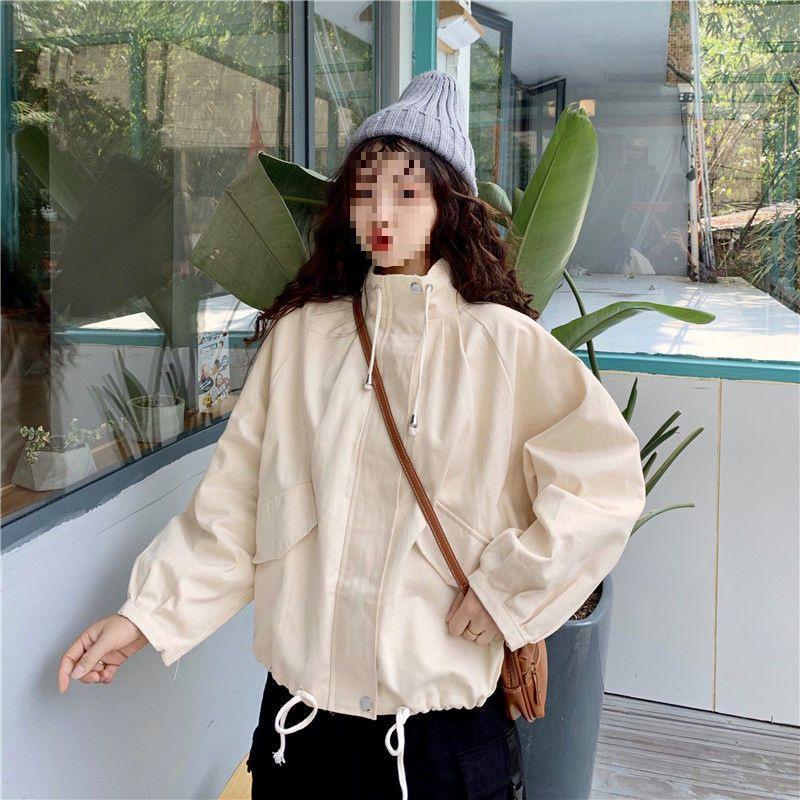 Autumn Winter Loose Fit Drawstring Jacket for Women - Korean College Style Casual Outerwear