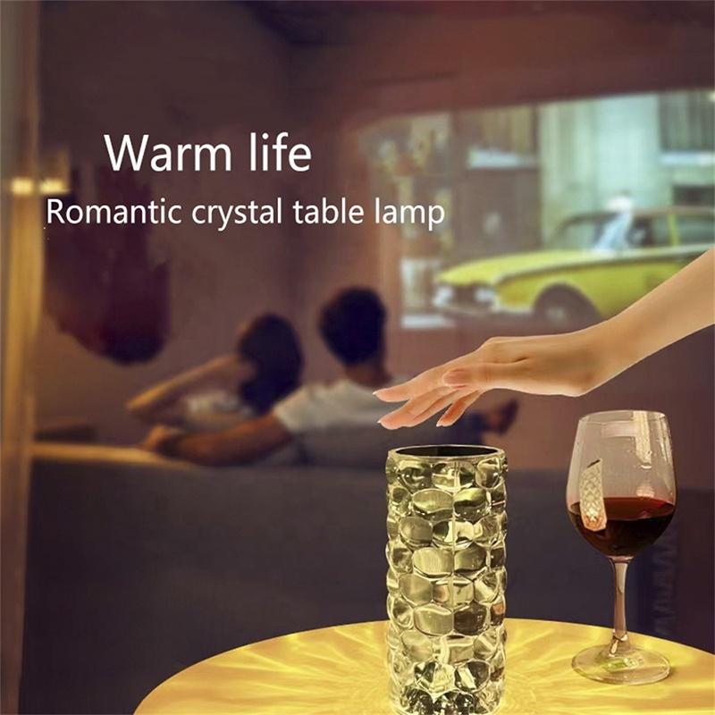 Water Drop Crystal Lamp 16 Color RGB Night Light Magic LED Crystal Cristal Lampe Usb Charging TOUCH Rose Dia Mond Table