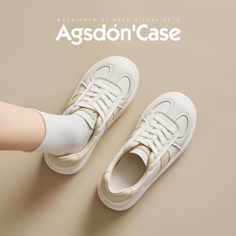 Augusteng Platform White Shoes Women's 2025 New Spring and Summer Light Casual Sports Board Shoes Muffin German Training Shoes