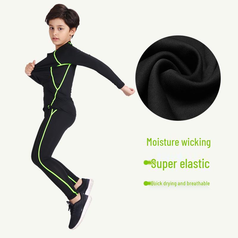 Boys' Quick-Dry Running Tights & Fitness Base Layer Set for Autumn/Winter
