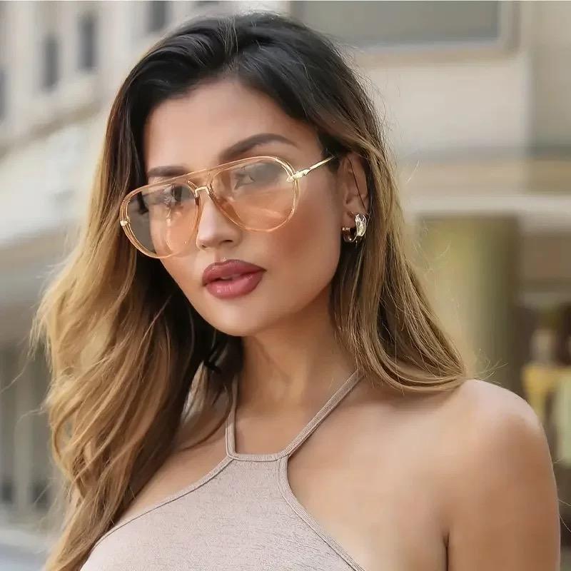 UV Protected Retro High End Designer Style Trendy Edgy Punk Oversized Alloy Metal Aviator Female For Both Male Sun Glasses