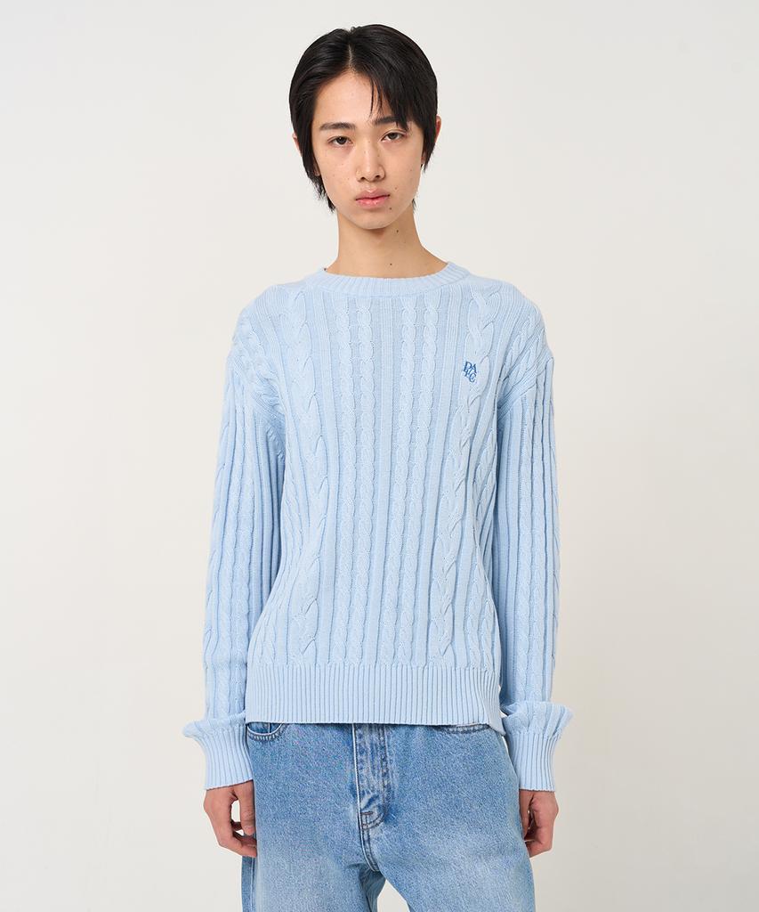 PLAC Cable Crop Knit Blue