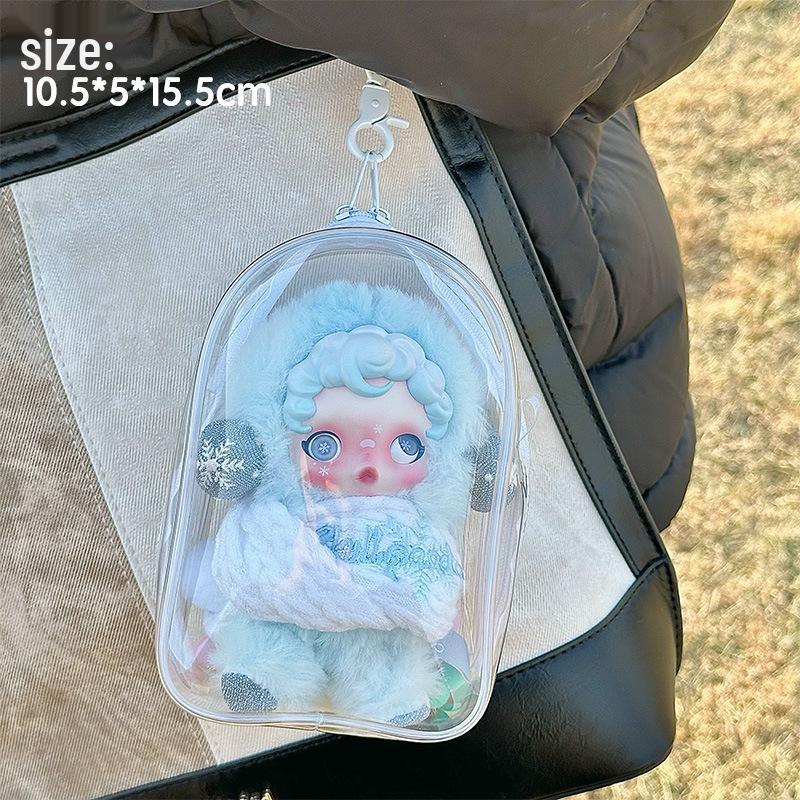 

SP Зимняя соната Сумка для коляски Labubu: Защитный чехол Ита для хлопковой куклы 15 см Bag + Keychain белый