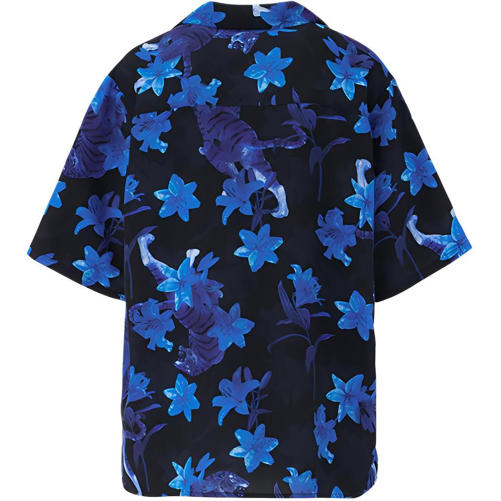 Onitsuka Tiger SS24 Plant Print Design Breathable Polo Shirt Men Shirts Blue 2181A879-001