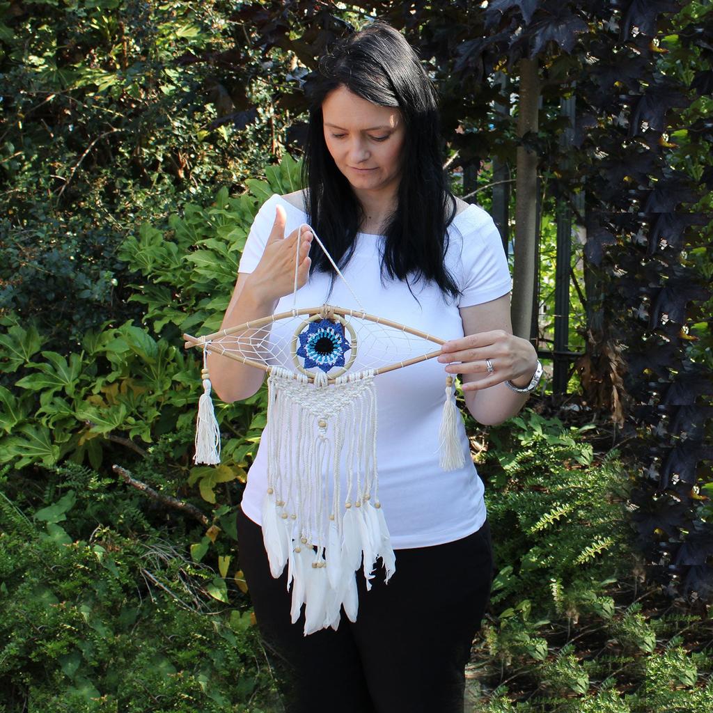 Evil Eye Dream Catcher Macrame Wall Hanging