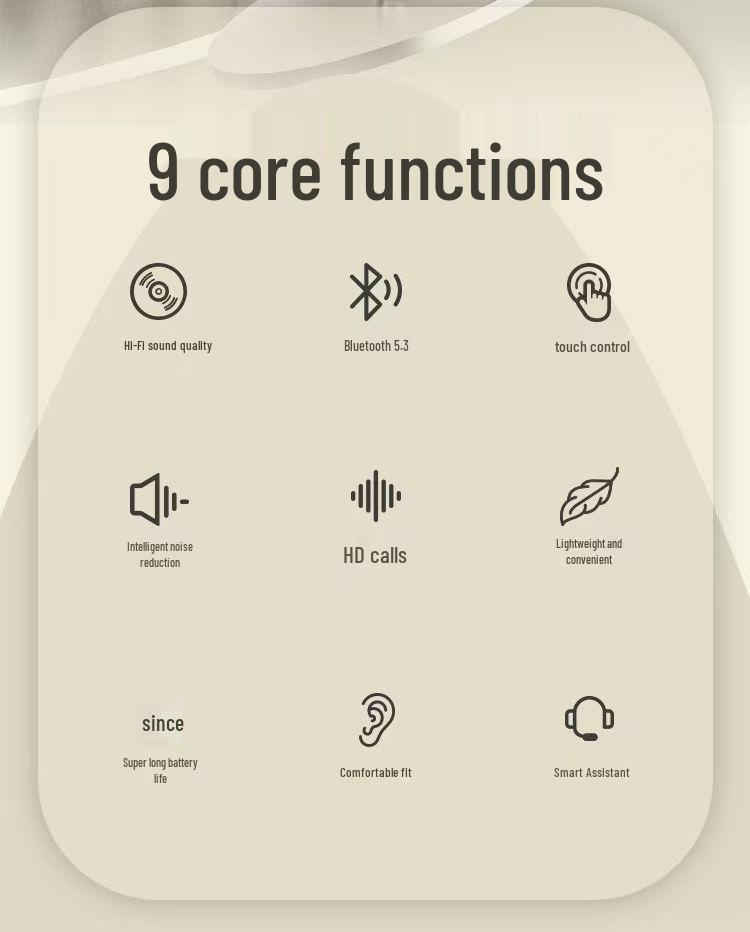 High-Quality Transparent Bluetooth 5.3 Aviation Earbuds with 8-Hour Battery for Sports & Gaming, New White.