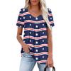 Women's Casual V-Neck Short Sleeve Chest Ruffle Printed Top