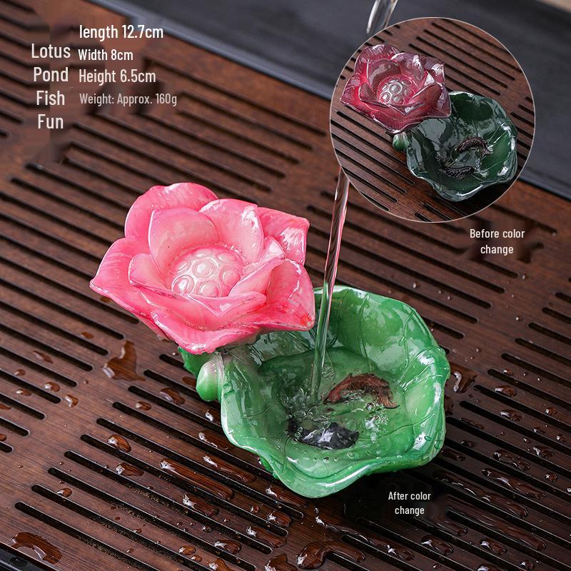Personality Taiwan Tea Pet: Little Cabbage & Color-Changing Wealth Frog Tea Table Ornaments.