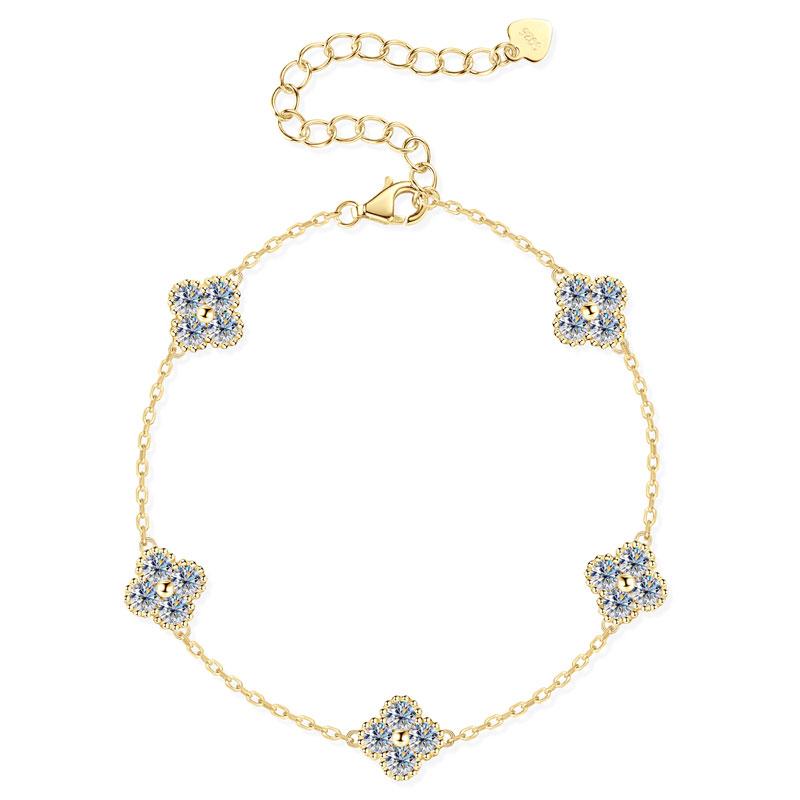 

Anizw 2025 Новий Браслет з Квіткою та Конюшиною зі Срібла 925 проби Муасаніт 3 мм для Жінок Позолочений 18-каратним Золотом Вишукана Ювелірна Прикраса Сертифікований GRA Лабораторний Діамант 16.5-21.5cm