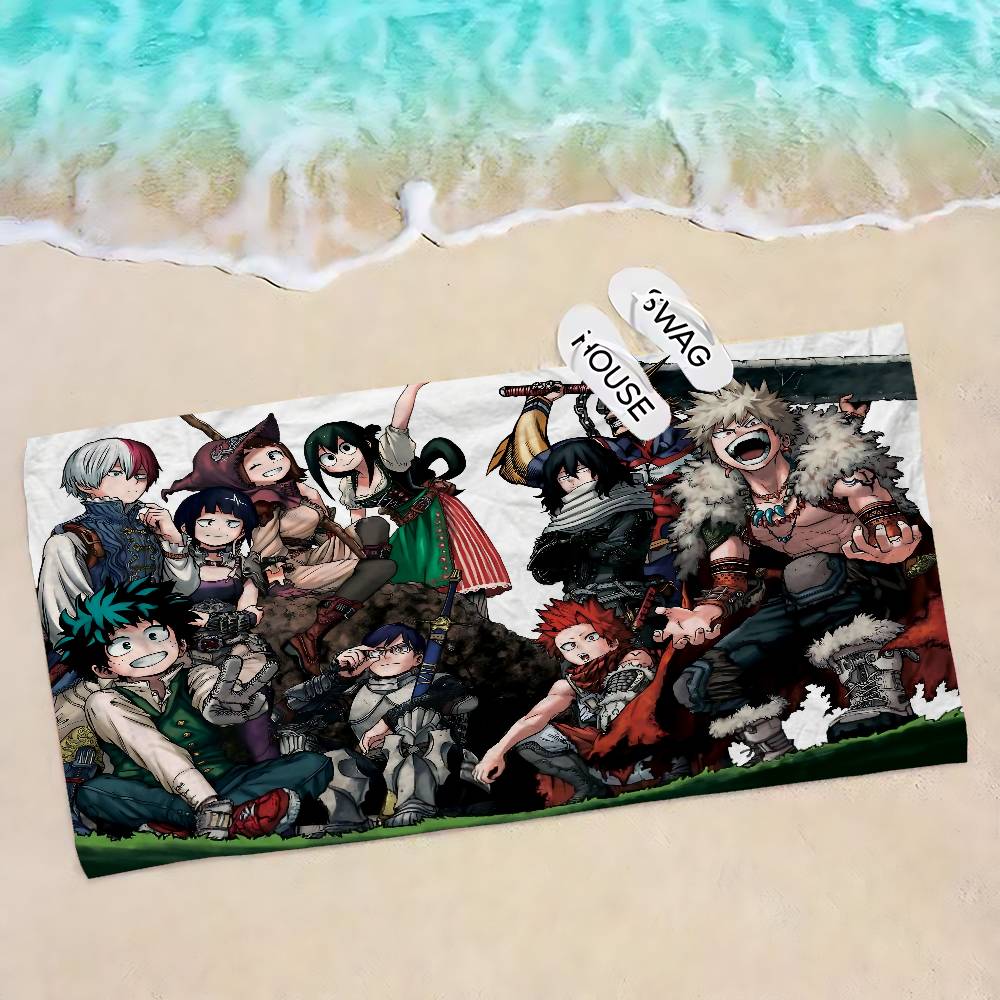 Anime M-My Hero Academia Microfiber Printed Beach Towel Mountain Climbing Yoga Beach Swimming Running Absorbent Soft Towel