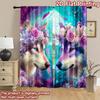 2D flat printing 2pcs Curtains Dreamcatcher Wolf Floral Boho Digital Printed Polyester Drapes Festive Wall Decor Perfect for