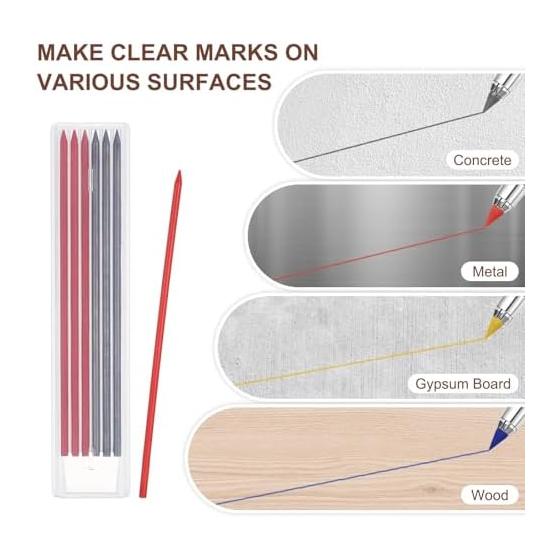 PATIKIL 30 Pcs 2.8mm Carpenter Pencils Refills, Solid Construction Pencils Lead, Break-Resistant Lead for Mechanical Carpenter Pencils, Red & Black