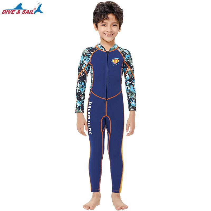 Kids 2.5mm Neoprene Wetsuit Long Sleeve Full Body Dive Snorkel Suit Swimming Surfing Winter Swim