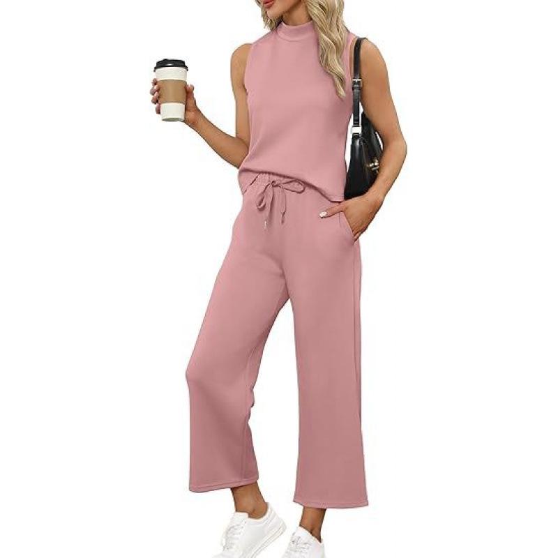 2025 Summer Women's Cross-Border Suit: Vest Top & Wide-Leg Cropped Pants
