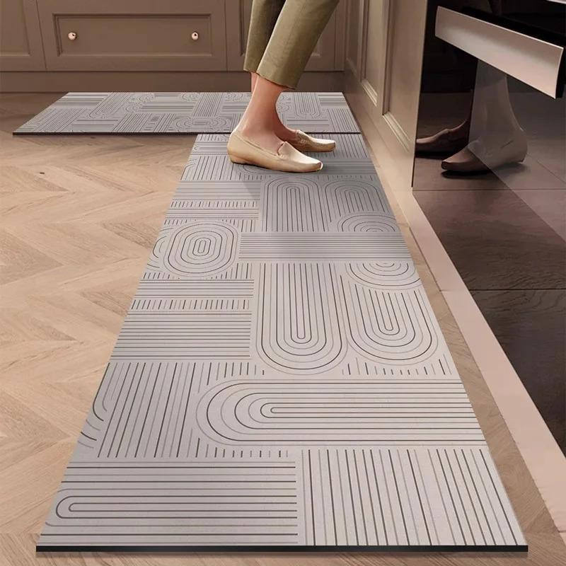 Modern Minimalist Kitchen Rug Non-Slip, Stain-Resistant Diatomaceous Earth Mat Absorbent Bathroom Door Mat Home Decor