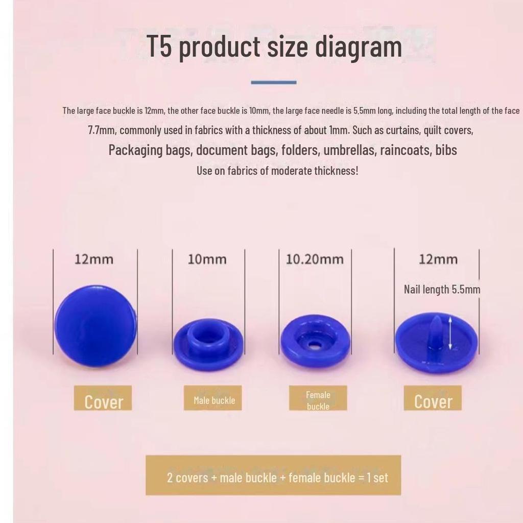 60-Color Eco-Friendly Plastic Snap Button Set for Baby Clothes and Bibs