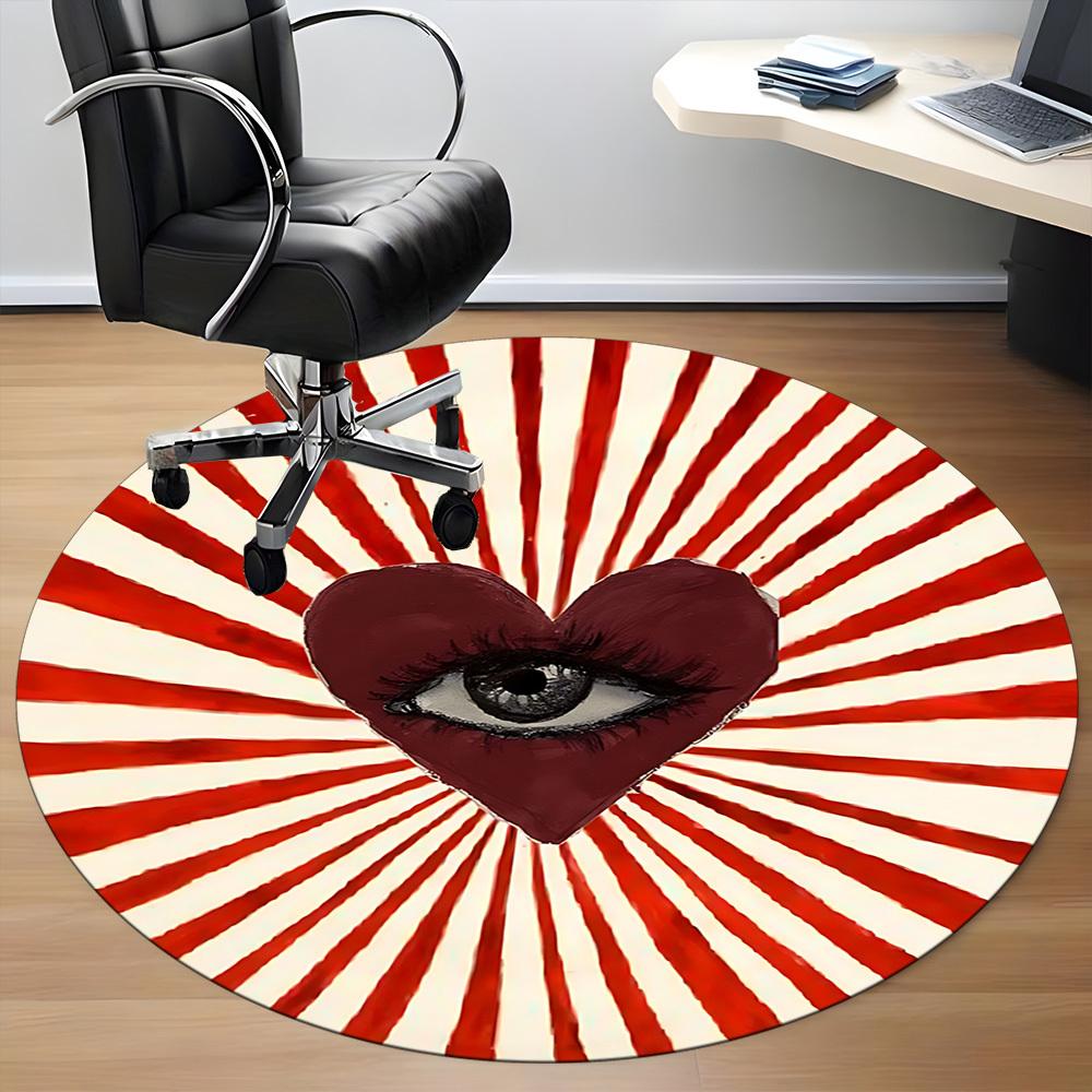 1pc Heart Eye Symbol Chair Carpet for Office, Non slip, Soft and Durable Office Rug for Interior Decoration