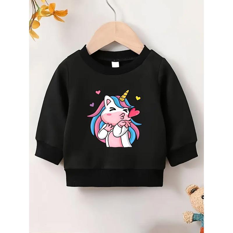 European sizes Cute Unicorn Print Sweatshirt for Kids, Lightweight And Round-Necked, Designed for Infants Aged 0-3 Years, Perfect for Outdoor Wear