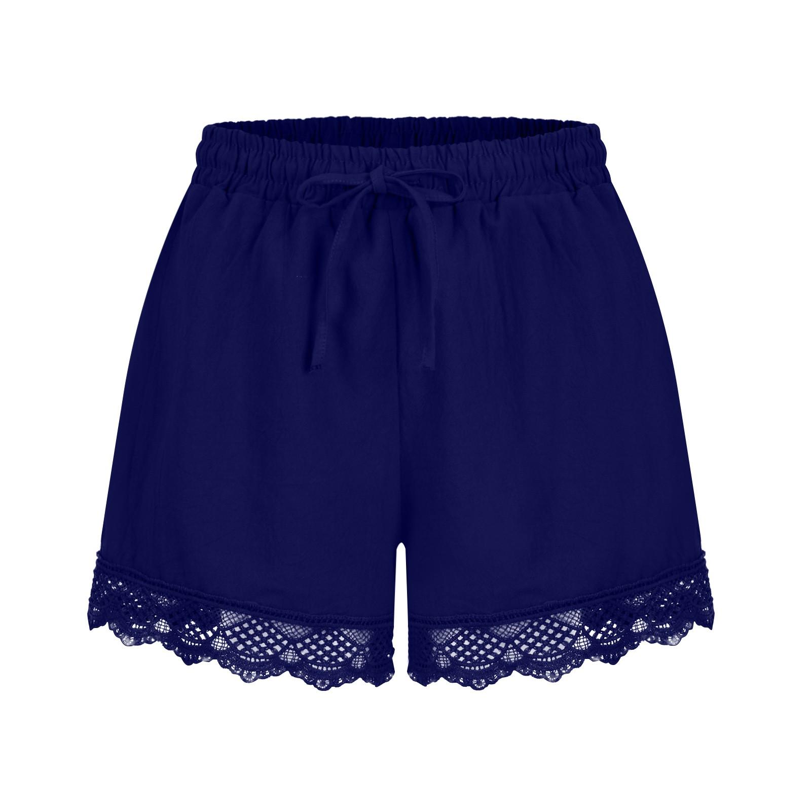 

Женские модные однотонные повседневные шорты с кружевным галстуком и брюки L