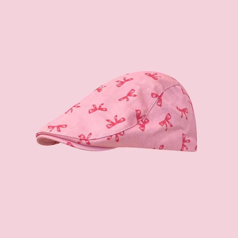 

Летняя новая шляпа художника модная шляпа берет трендовая милая шляпа с бантом вперед для женщин M（56-58cm） розовый