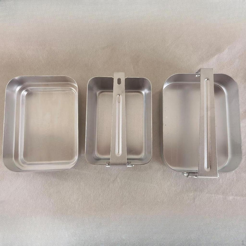 Camping Mess Tin Food Container Rectangle Storage with Lid Dinner Box for Travel
