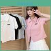 Cotton Polo Shirt For Women Summer Short Sleeve Slim Fit With Button Detail For Office Wear