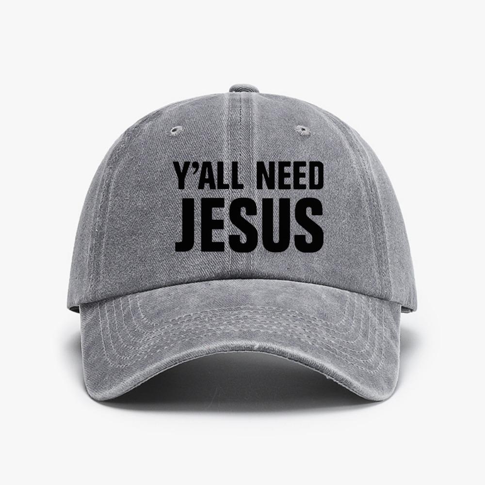 Yall Need Jesus Christian Baseball Cap Distressed Denim Washed Hat fashion outdoor Casual Golf Adjustable hat sports golf hats Adjustable