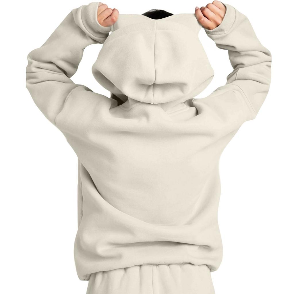 Women's And Men's Fashion Casual Sweatshirt Loose Zipper Cardigan Long Sleeve Hooded Sweatshirt