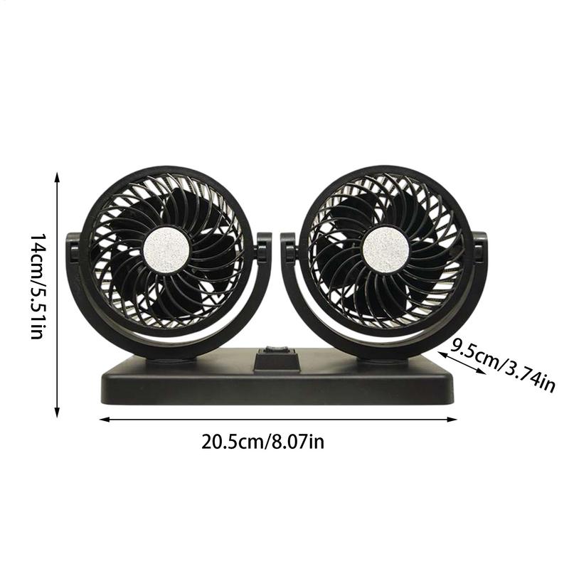 Portable Car Fan Double Head Car AC 360 Degree Rotatable Vehicle Air Circulation Auto Cooling Device For Small Cars And Large