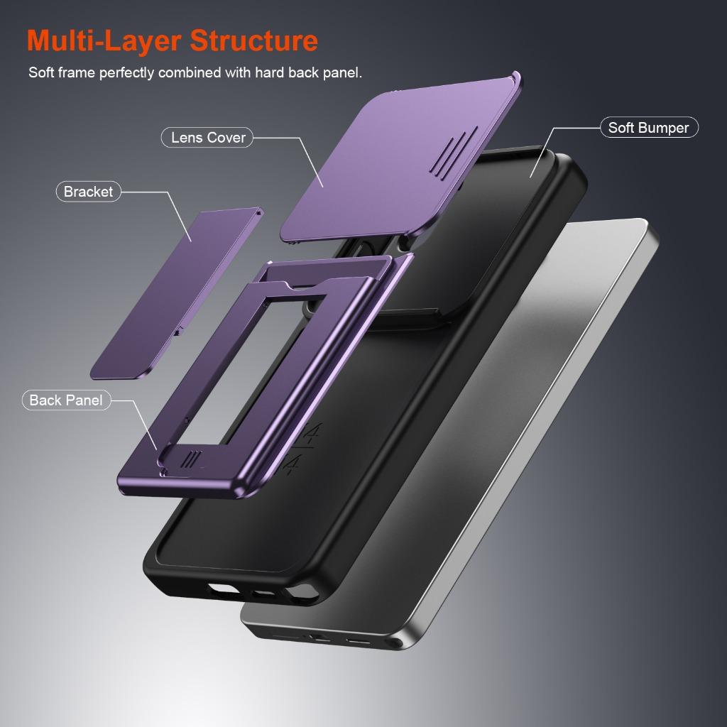 Slide Camera Lens Protector Phone Case Built-in Card Slot Holder Invisible Bracket Kickstand For Samsung Galaxy S26 Ultra Plus+