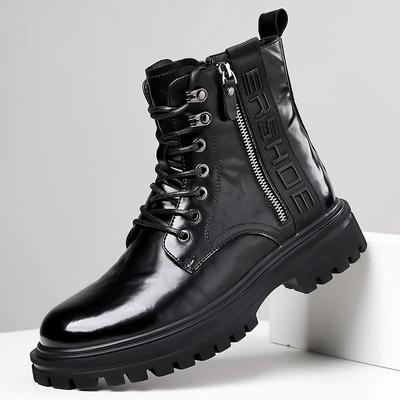 Mens Oxford Casual Shoes Punk Style Genuine Leather Motorcycle Boots High Top Versatile Classics Male Boots Warm Winter Footwear