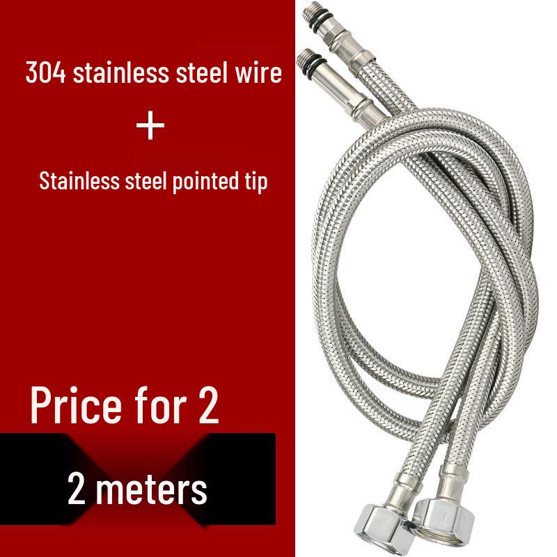 304 Stainless Steel Braided Flexible Hose for Kitchen Faucet - Hot/Cold Inlet Pipe