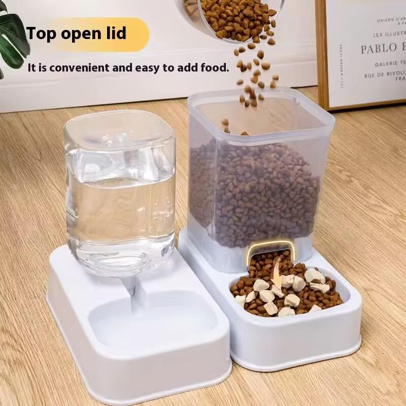 

Automatic Cat Feeder Gravity Food and Water Dispenser Bowl Set for Small Medium Dogs Animals Pet Feeder Dispenser Storage Food білий