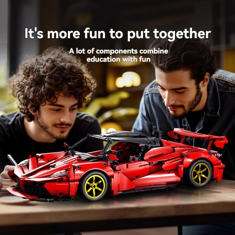 Non-Toxic New Red Racing Car Building Blocks Model Creative Technical Moc Assembly Desktop Collectible Birthday Halloween Christmas Gifts