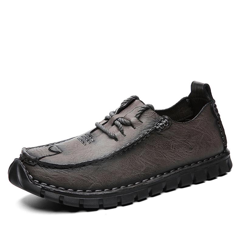 Men s Retro Business Casual Cowhide Leather Low-Top Shoes - British Style, Handmade. 41