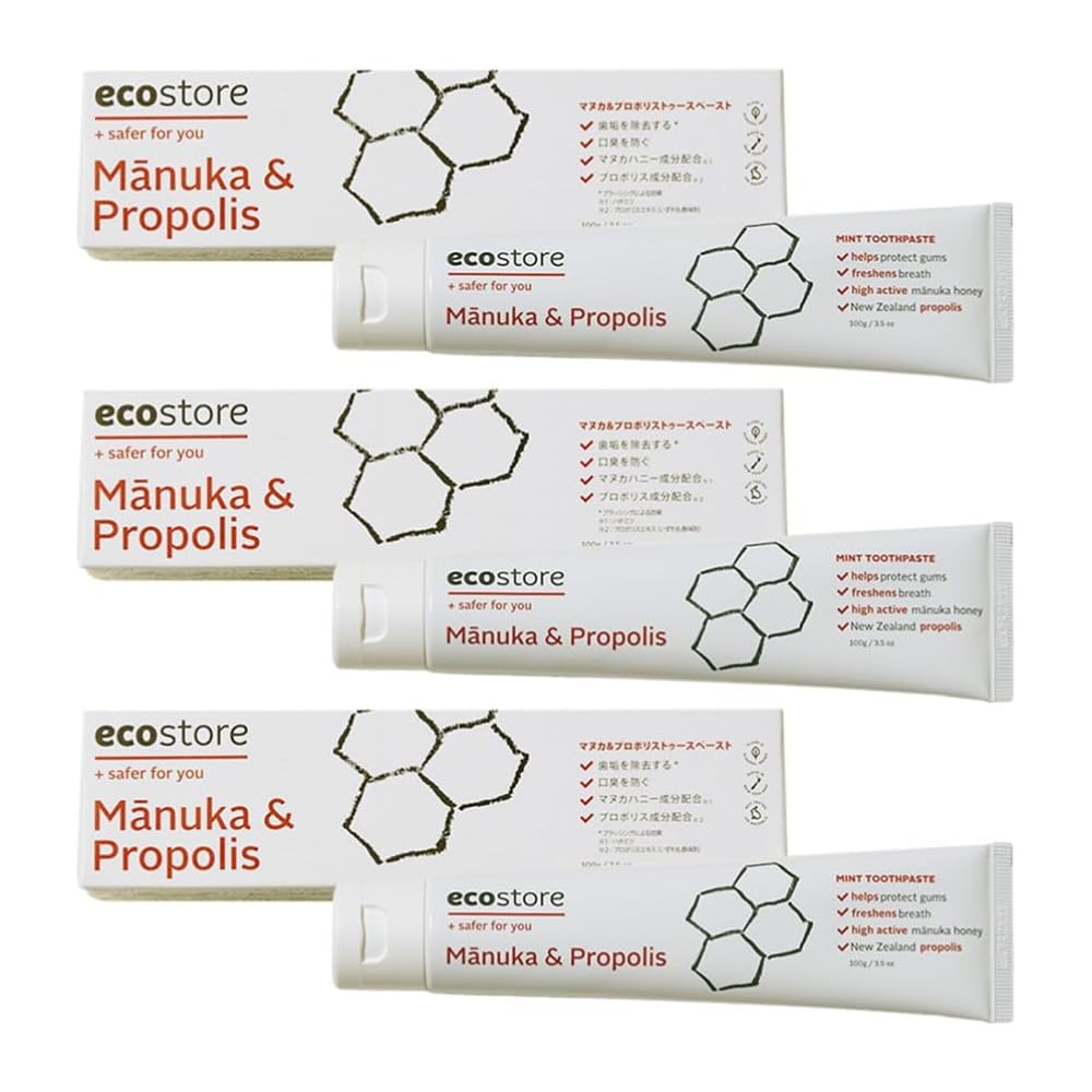 ecostore Manuka & Propolis Toothpaste 100g 3-Pack Fluoride-Free Natural Ingredients Peppermint