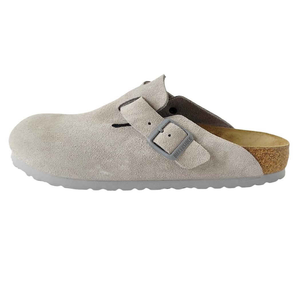 Birkenstock Boston Sandalen für Herren und Wildleder Schmal 1027751 Stone Coin Japanischer Schuh Damen, Leder, Passform, (Steinerne Münze, Größen, Erwachsene, Numerisch, 24.0 cm)