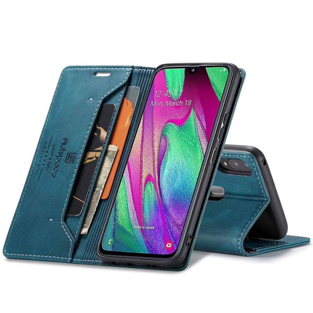Premium Vintage Leather Wallet Case for Samsung Galaxy A40 - RFID Blocking, Flip Cover with Card Slots (4 Colors)