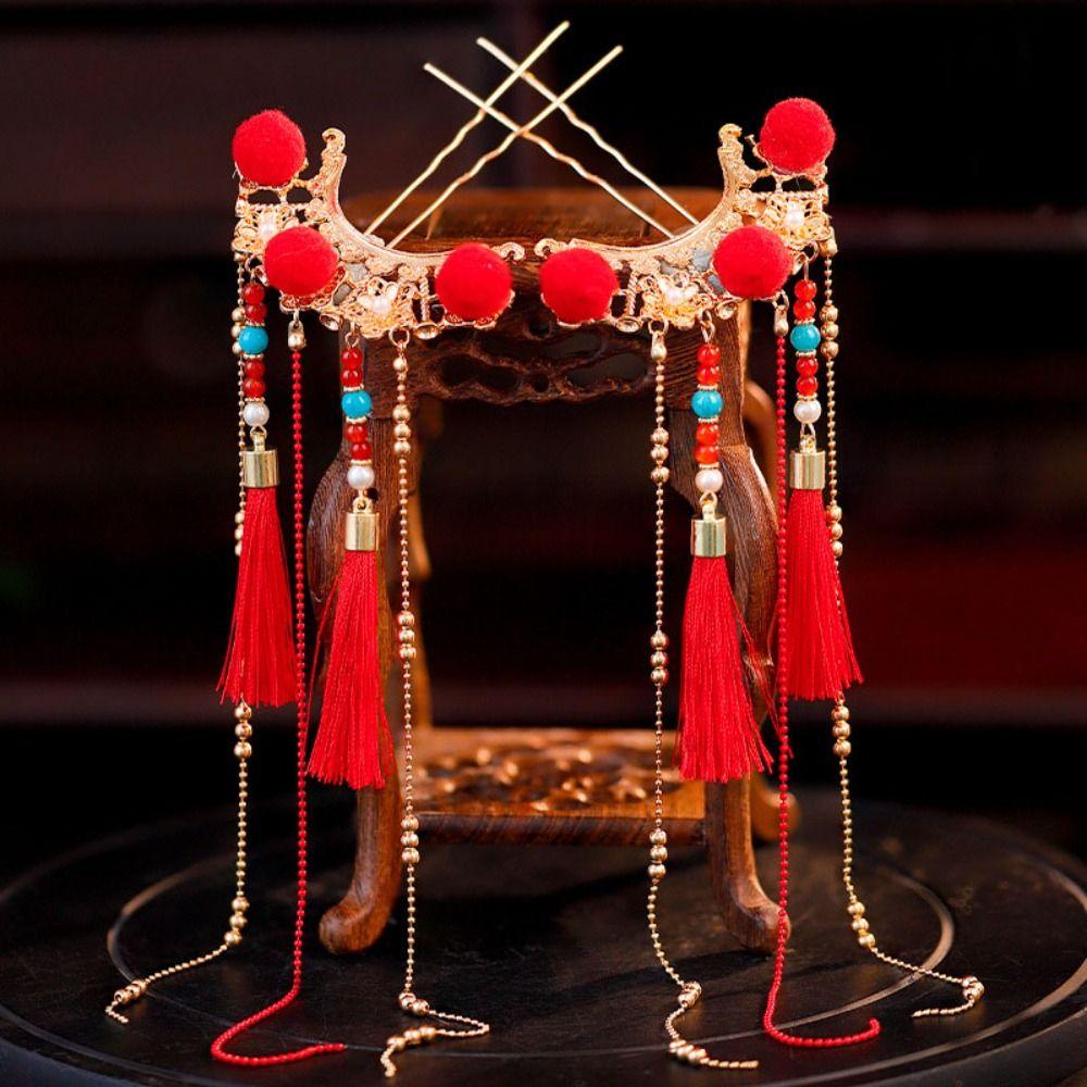 Pearl New Year Headdress Tassel Hanfu Hair Stick Hair Chopstick Bridal Hair Accessories  Daily