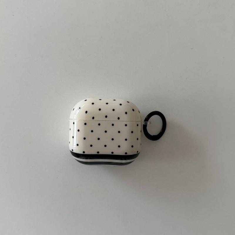 Black and White Polka Dot Stripes Are Suitable for Apple AirPods 1st Generation Protective Case Pro1 Bluetooth Headset Case Pro1 Generation Simple